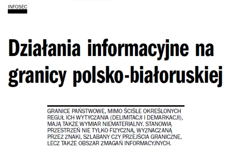 Granica polsko-białoruska jako przestrzeń rywalizacji informacyjnej – nowa publikacja – zdjęcie 2